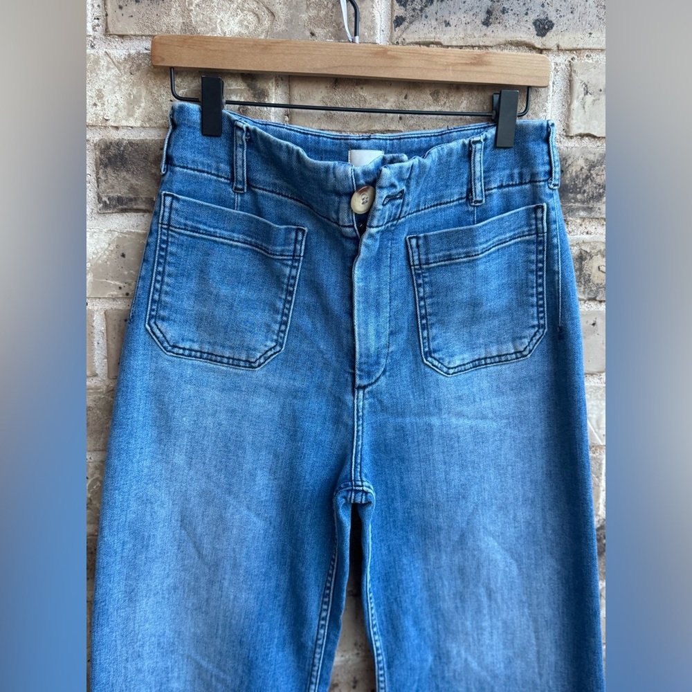 Anthropologie Maeve the Colette Denim Cropped Wide Leg Jeans Size 28 - Picture 5 of 11